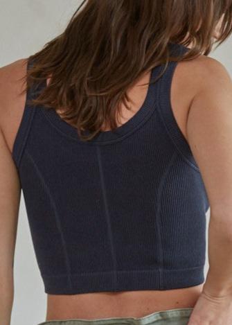 Navy Seamless Crop Tank