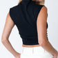 Black High Neck Cap Sleeve Top