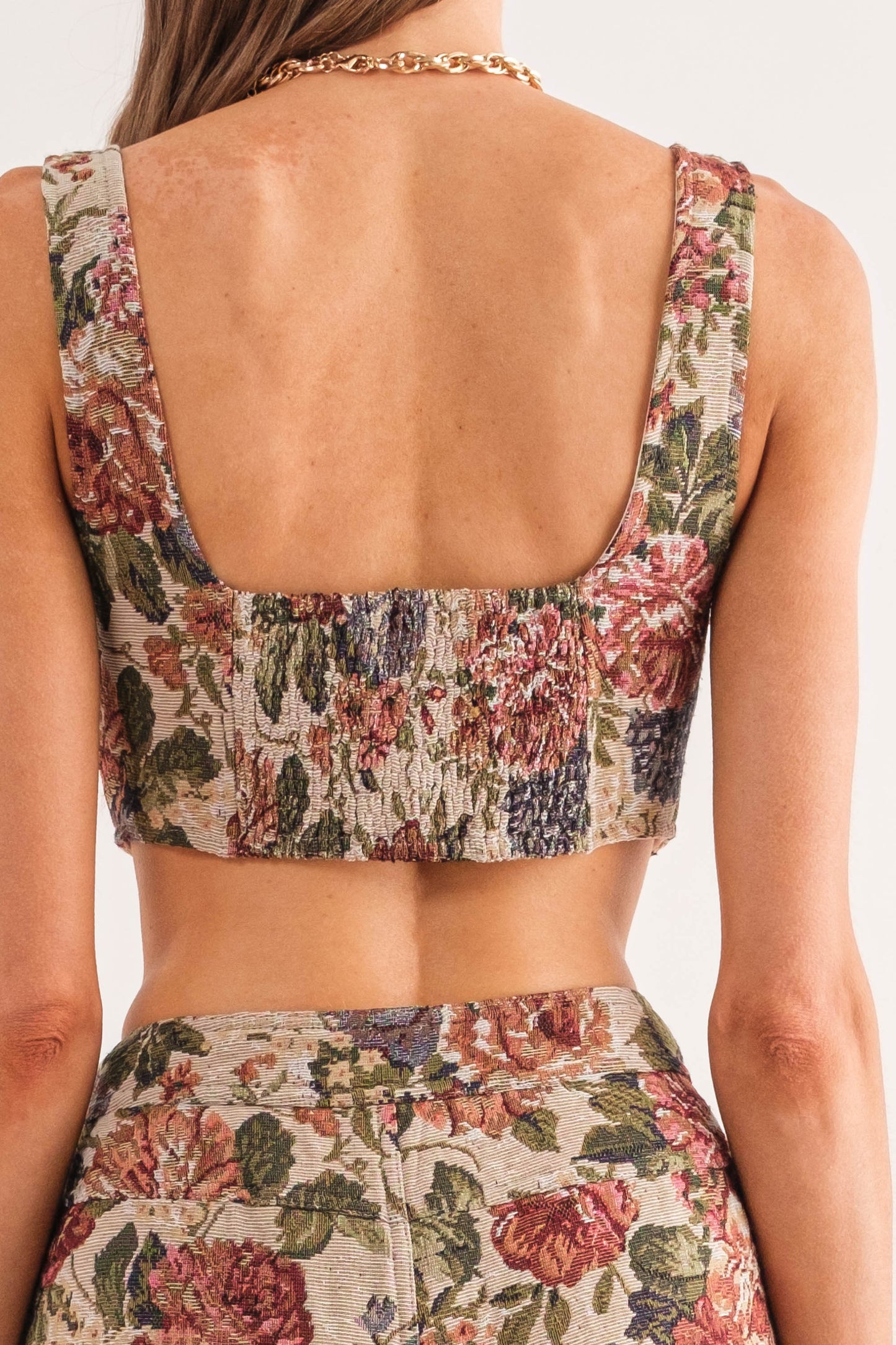 Floral Jacquard Zip Corset