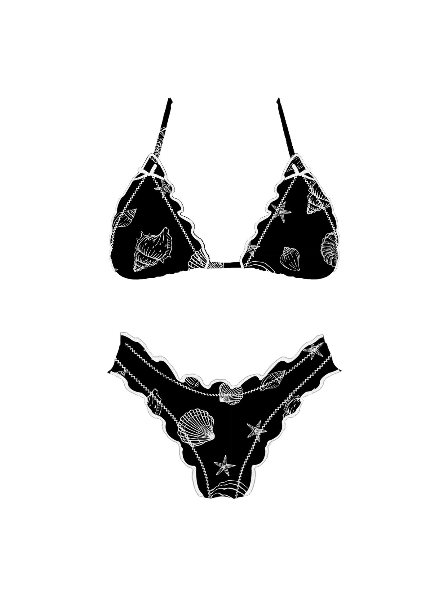 Black Seashell Bikini Set