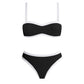 Black Contrast Hem Bikini Set