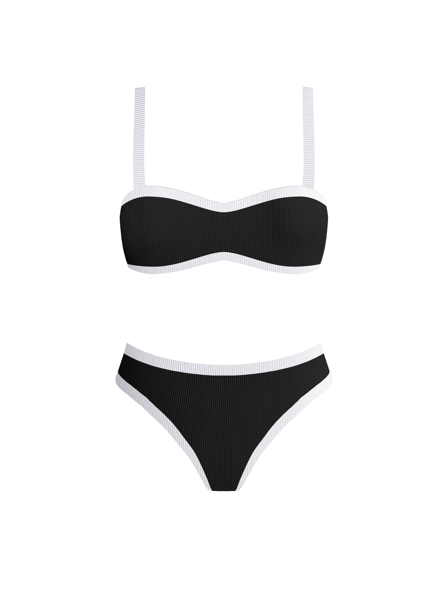 Black Contrast Hem Bikini Set