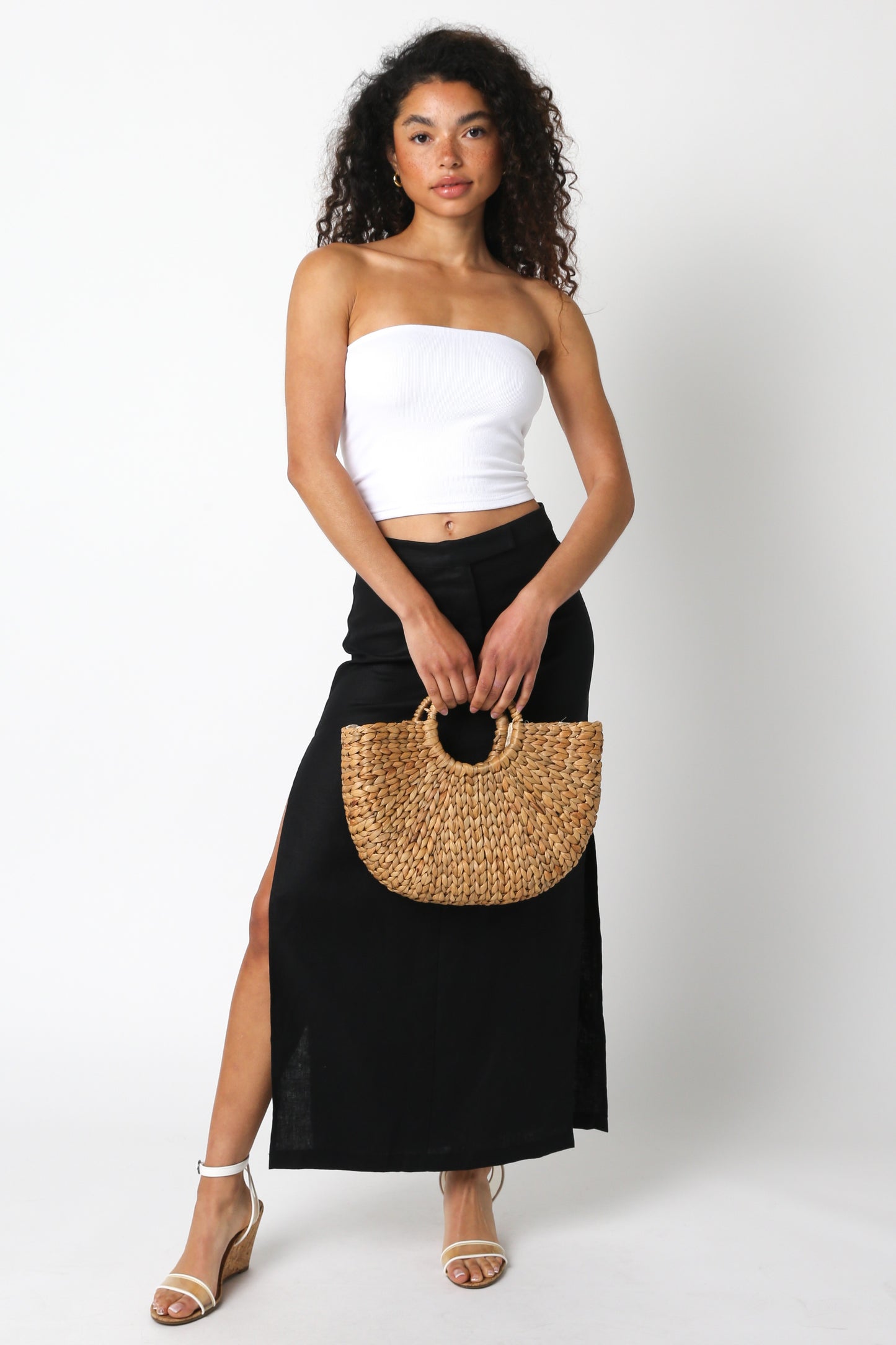 Black Linen Maxi Skirt