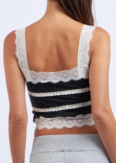 Tiered Lace Trim Crop Cami