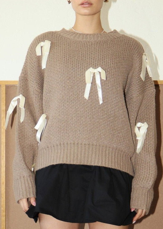 Tan Bow Sweater