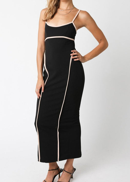 Black Contrast Trim Maxi