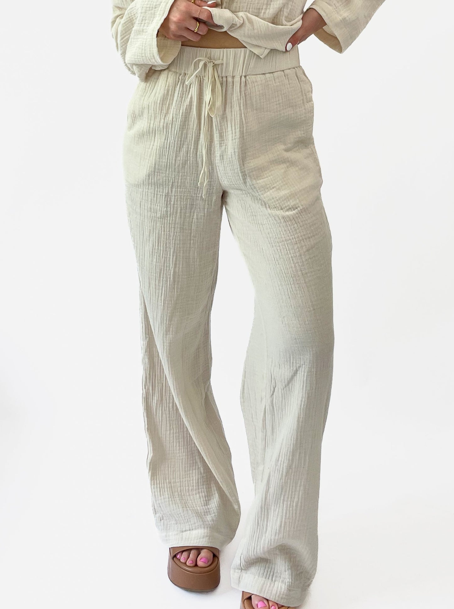 Cotton Gauze Flowy Pants