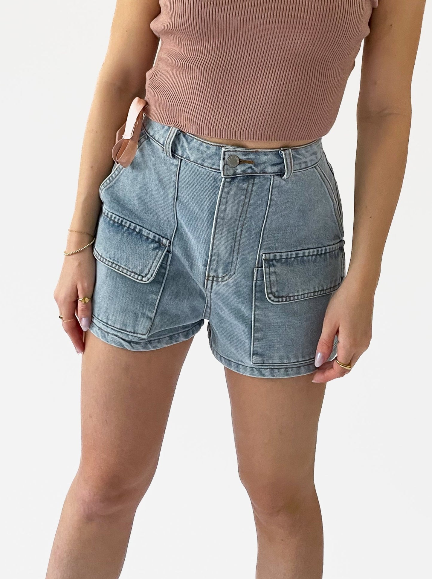 Denim Cargo Shorts