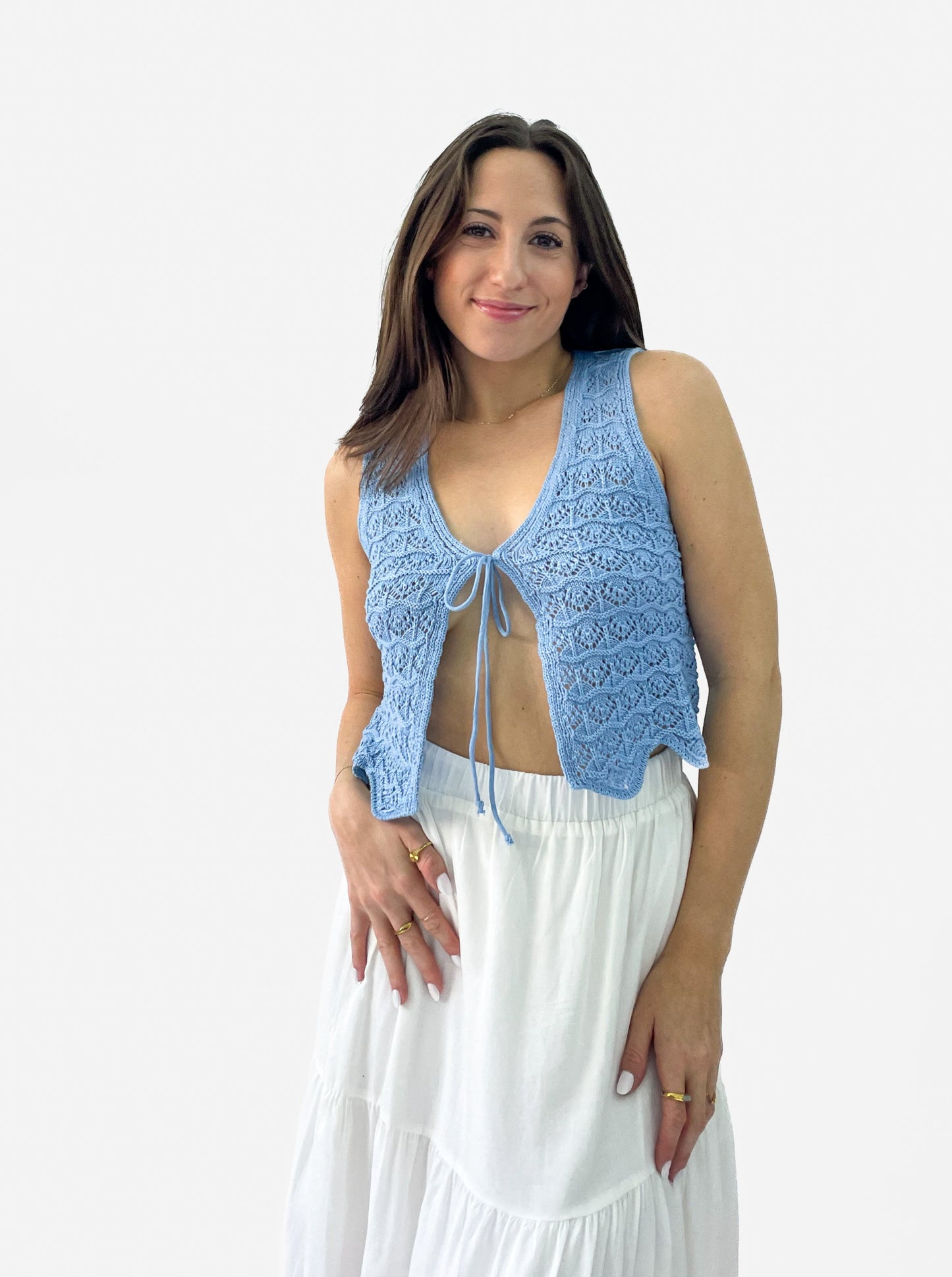 Baby Blue Crochet Tie Tank