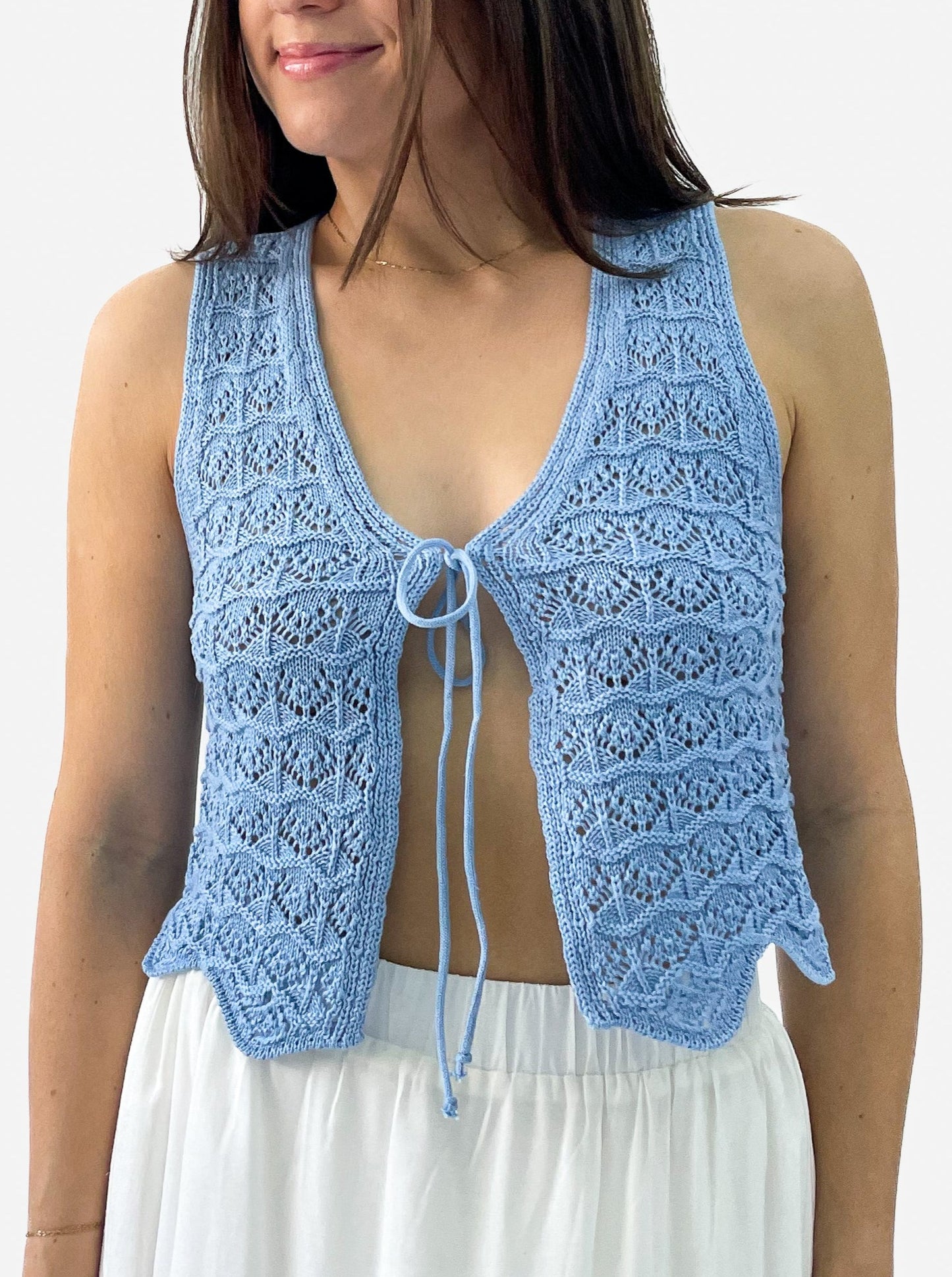 Baby Blue Crochet Tie Tank