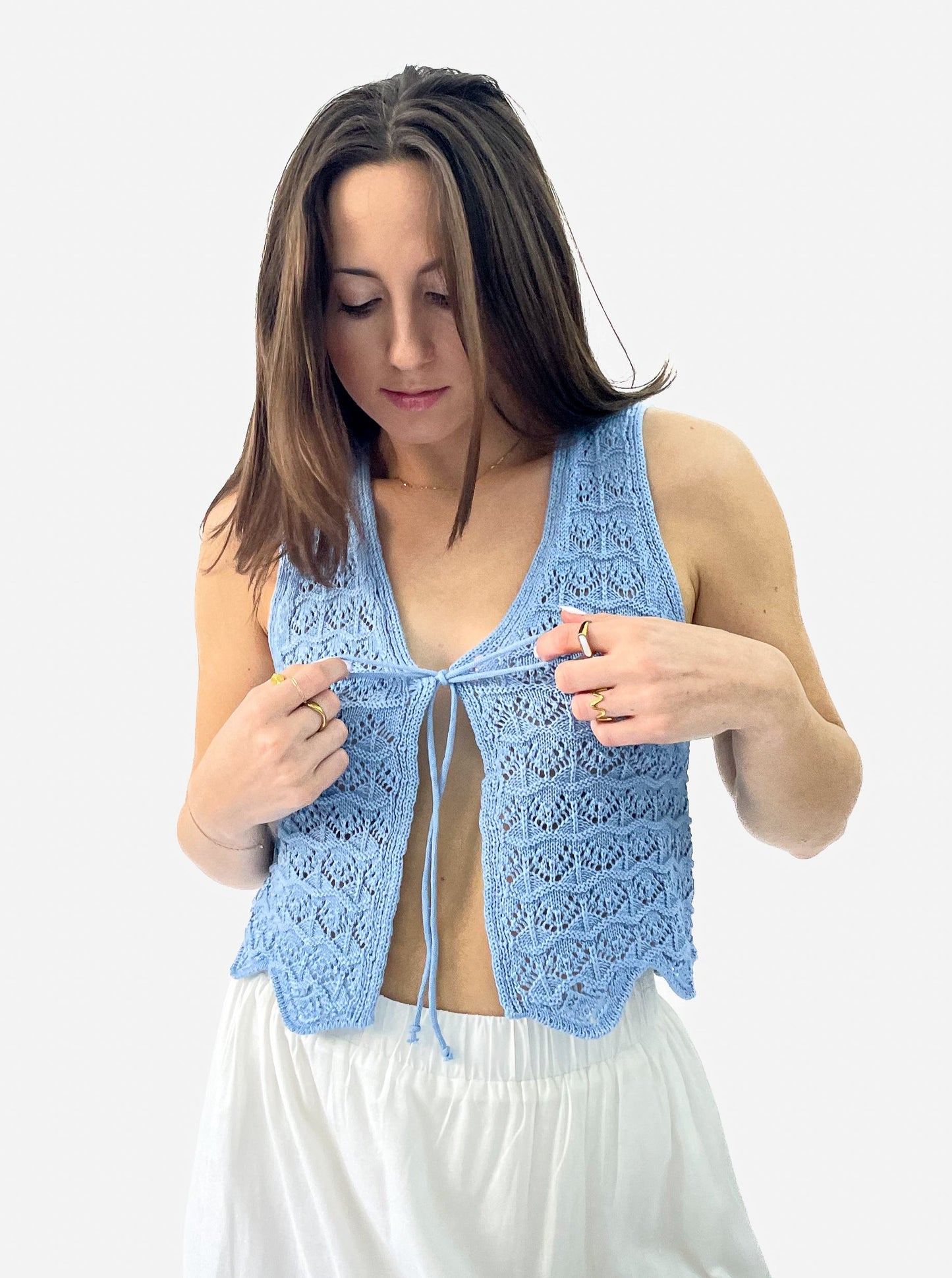 Baby Blue Crochet Tie Tank