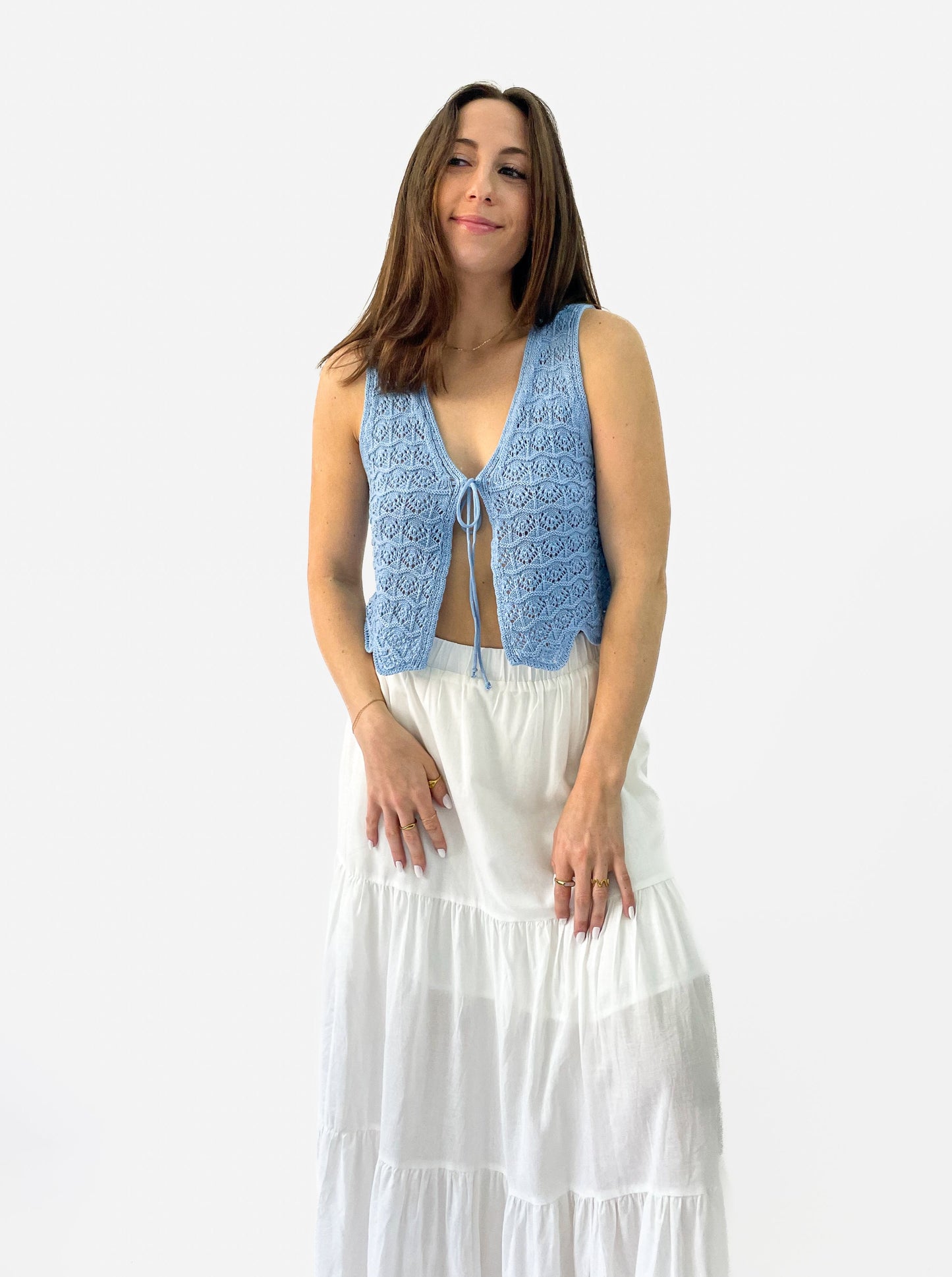 Baby Blue Crochet Tie Tank