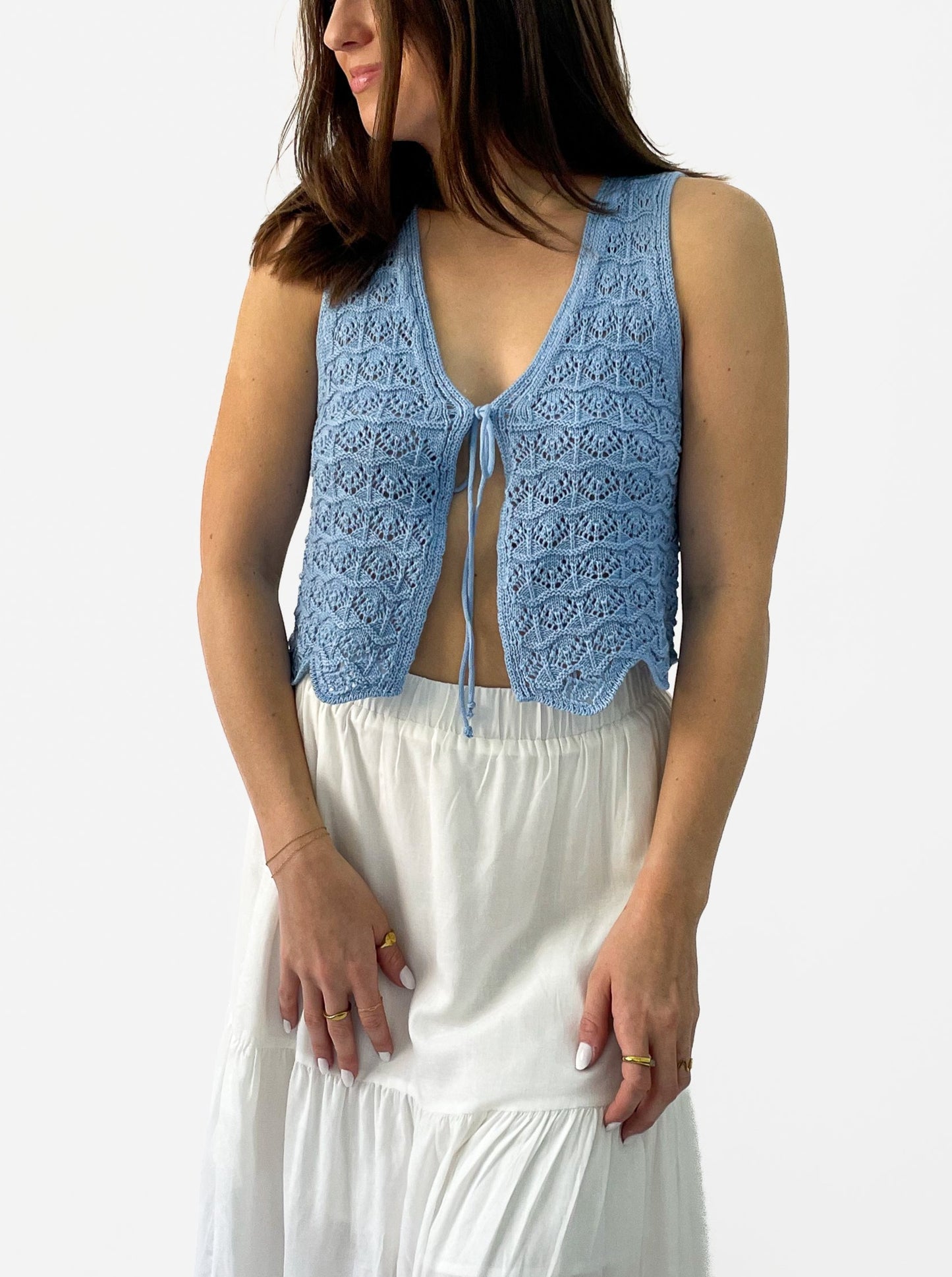 Baby Blue Crochet Tie Tank