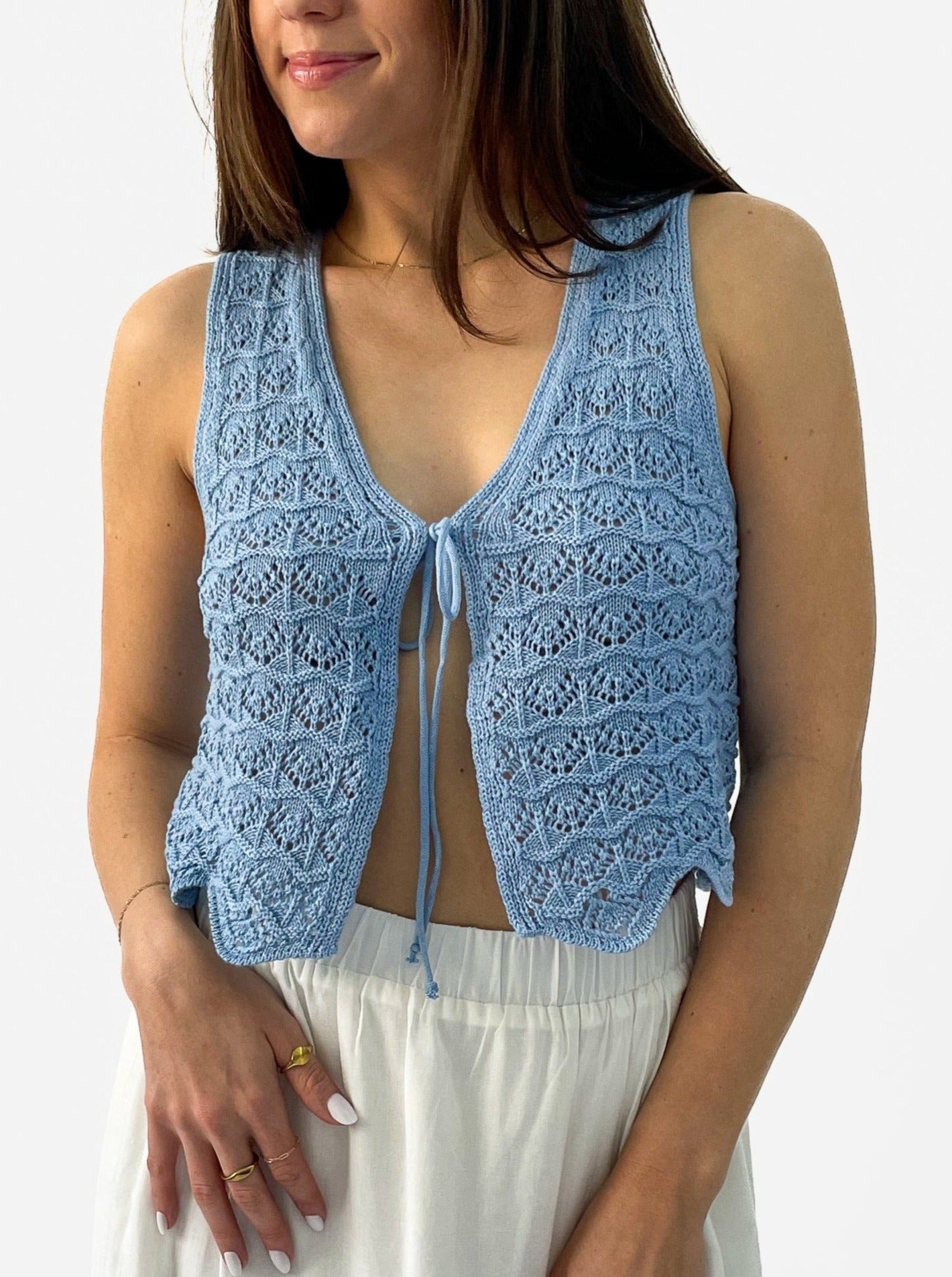 Baby Blue Crochet Tie Tank