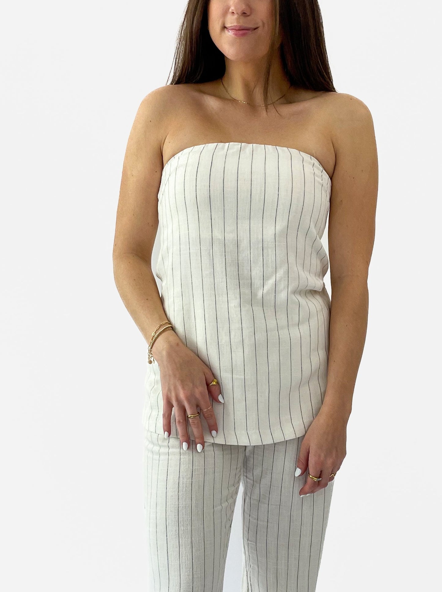 Longline Pinstripe Tube Top