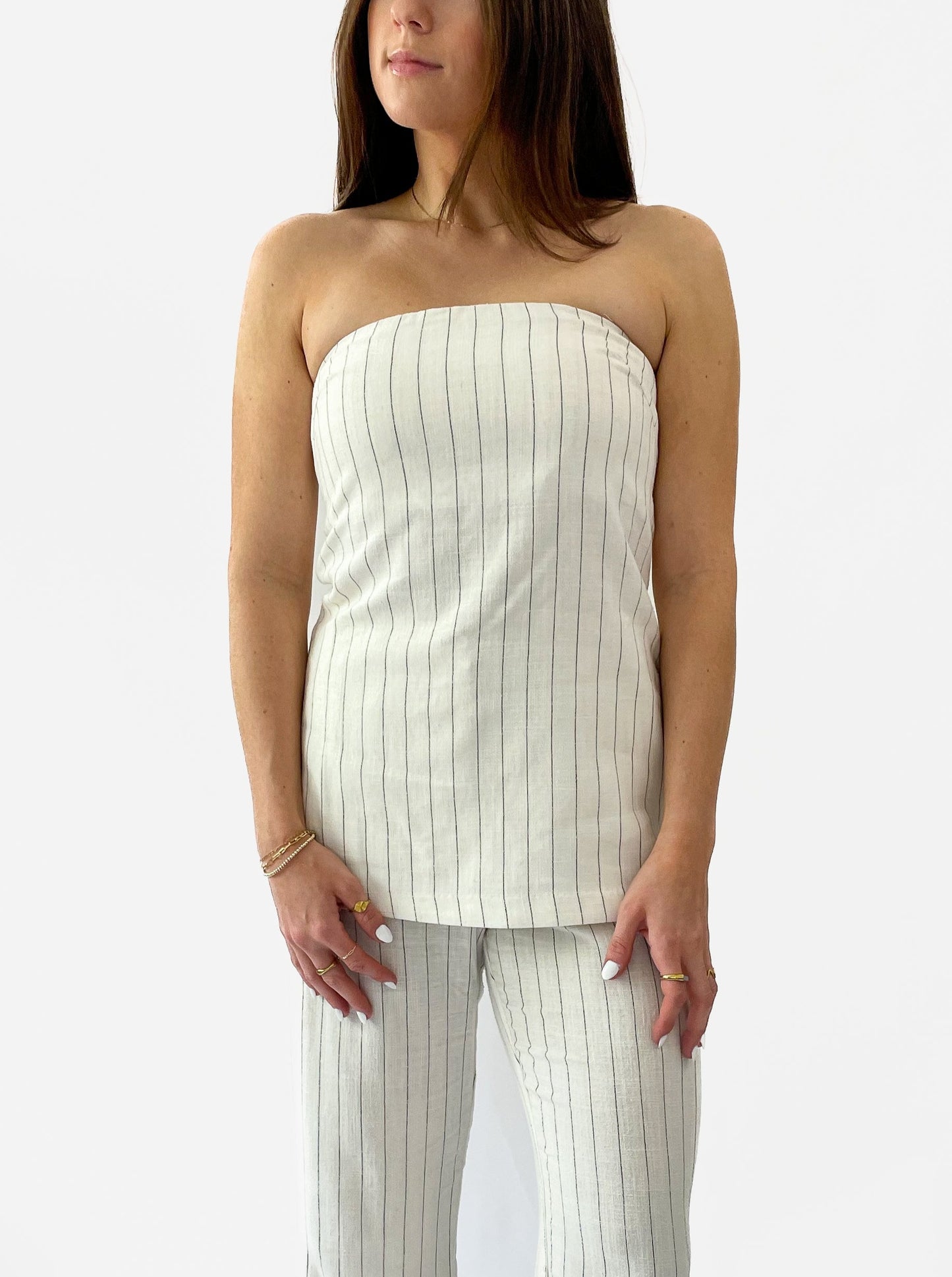 Longline Pinstripe Tube Top