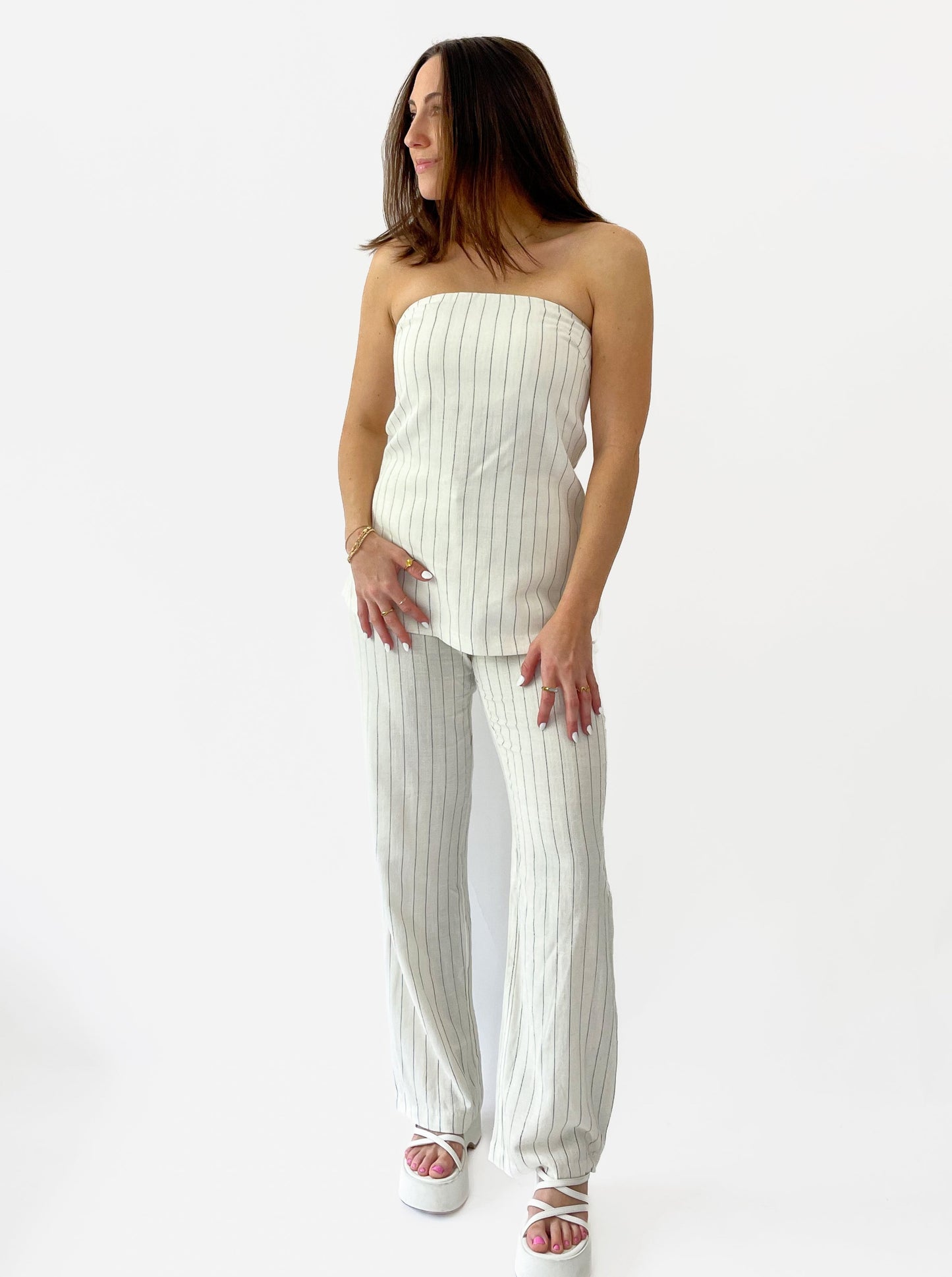 Longline Pinstripe Tube Top