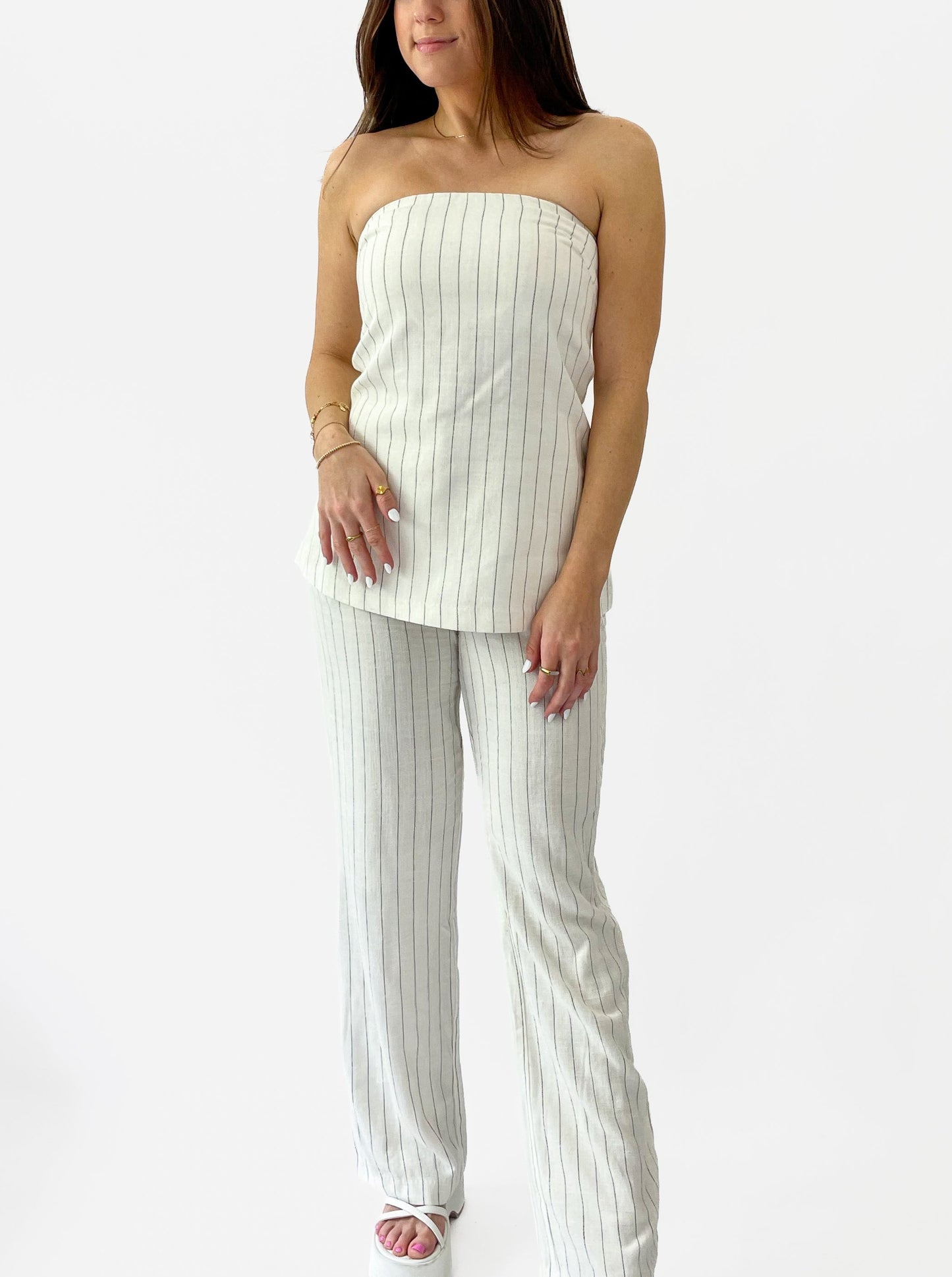 Longline Pinstripe Tube Top