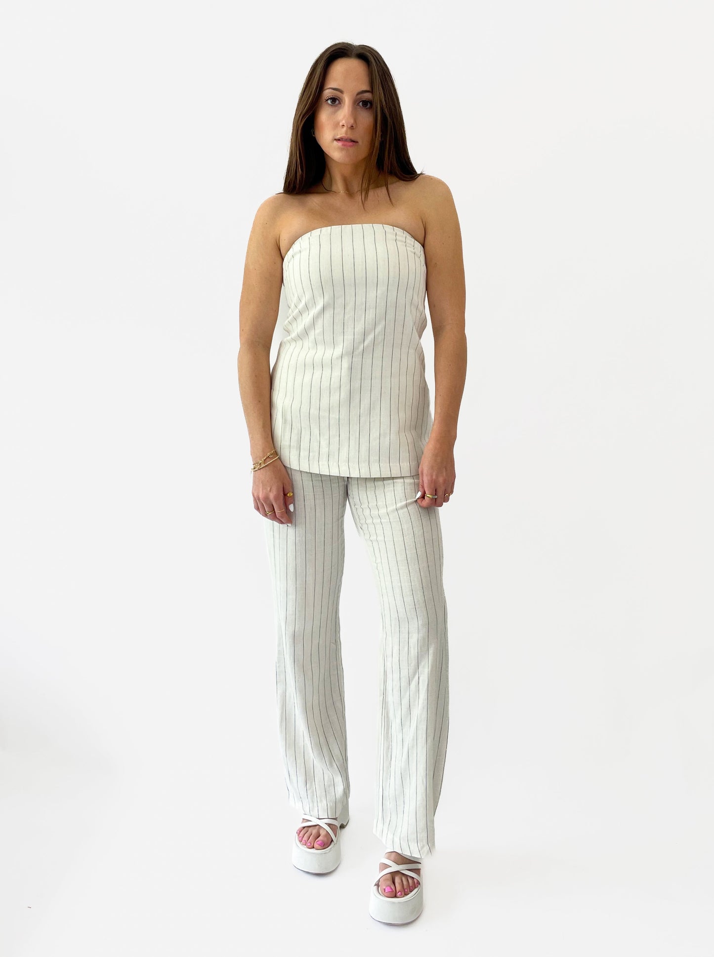 Longline Pinstripe Tube Top