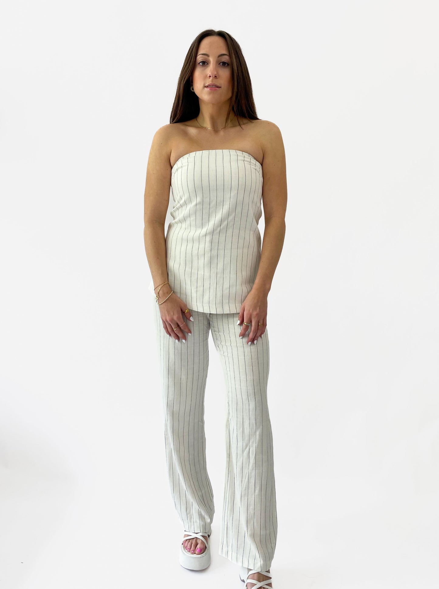 Longline Pinstripe Tube Top