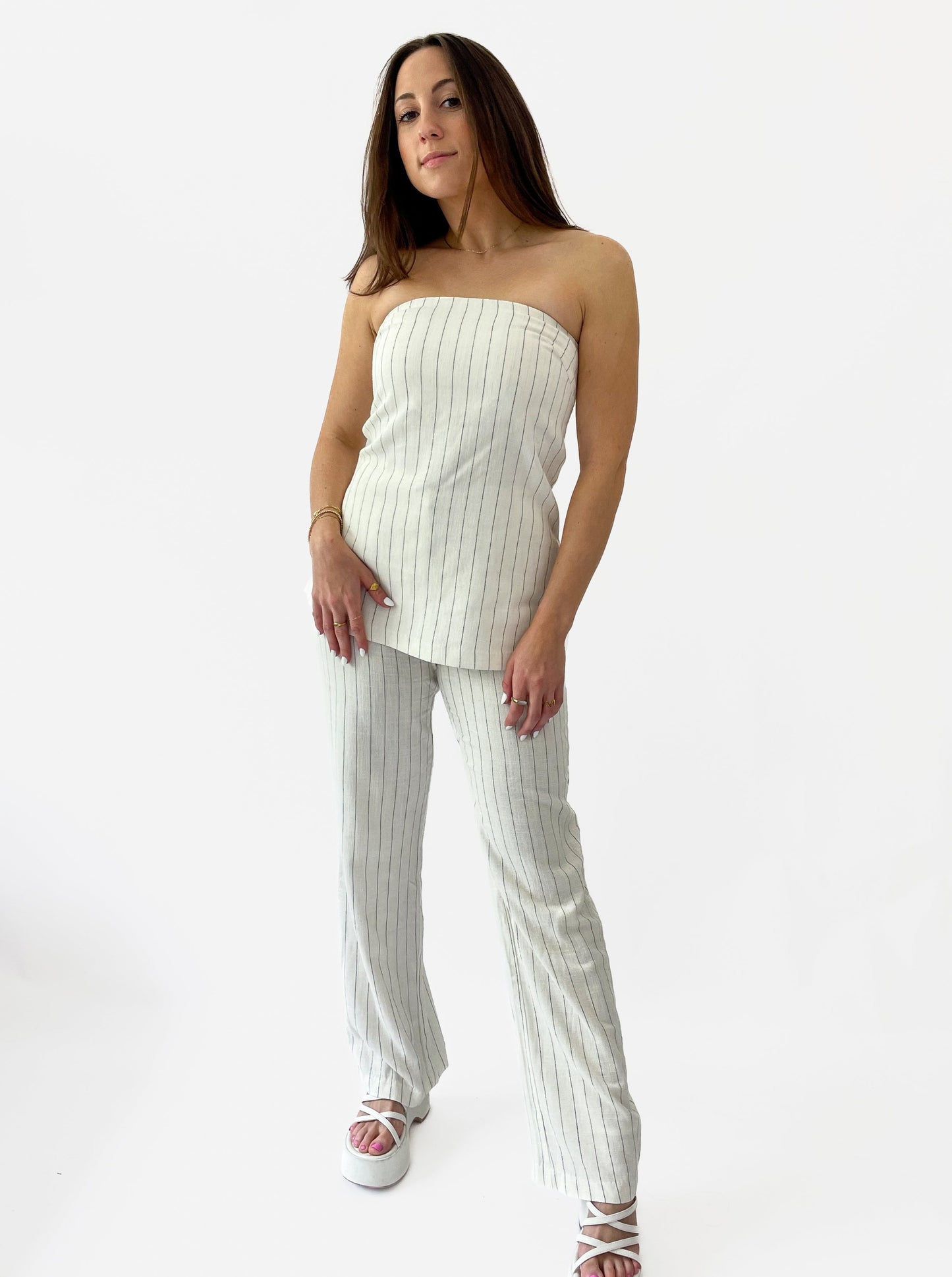 Longline Pinstripe Tube Top