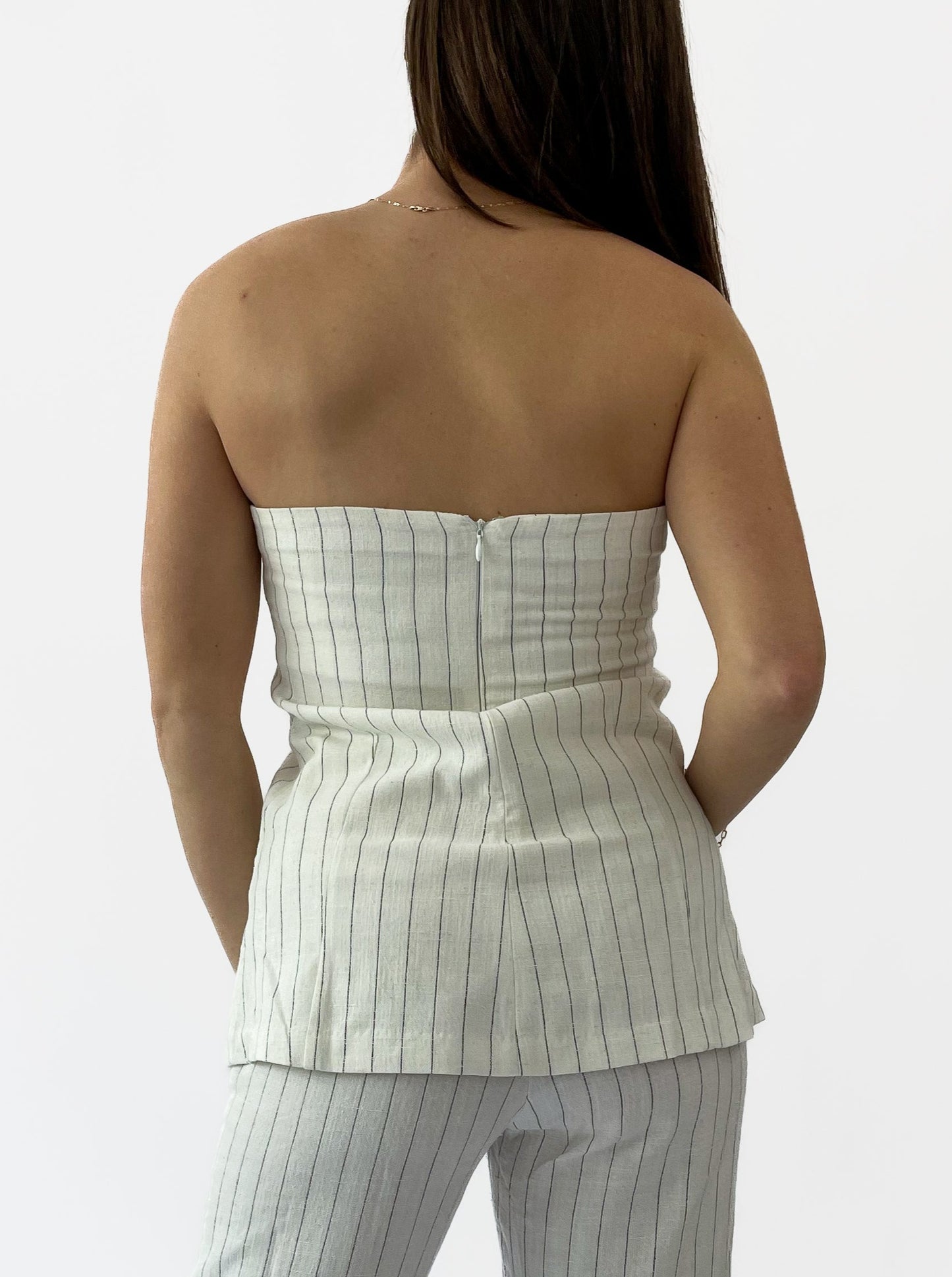 Longline Pinstripe Tube Top