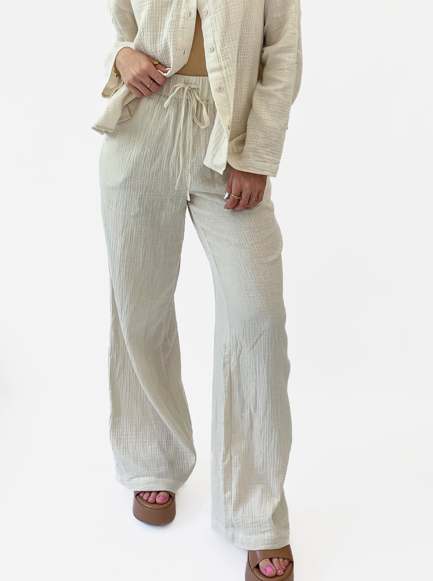 Cotton Gauze Flowy Pants