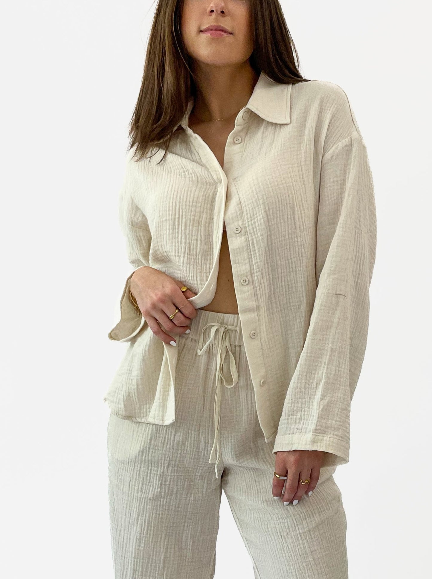 Cotton Gauze Button Up