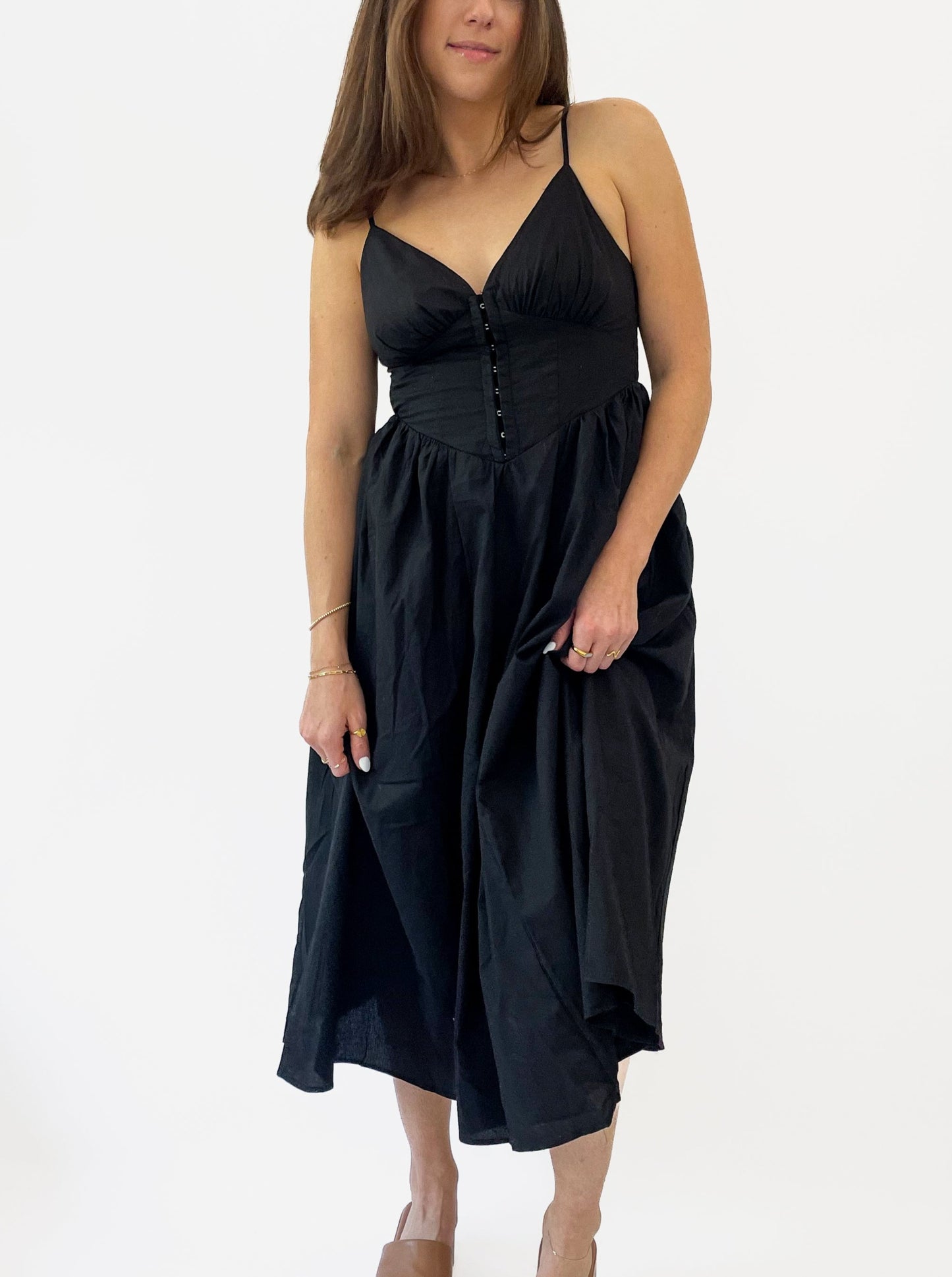 Black Corset Midi Dress