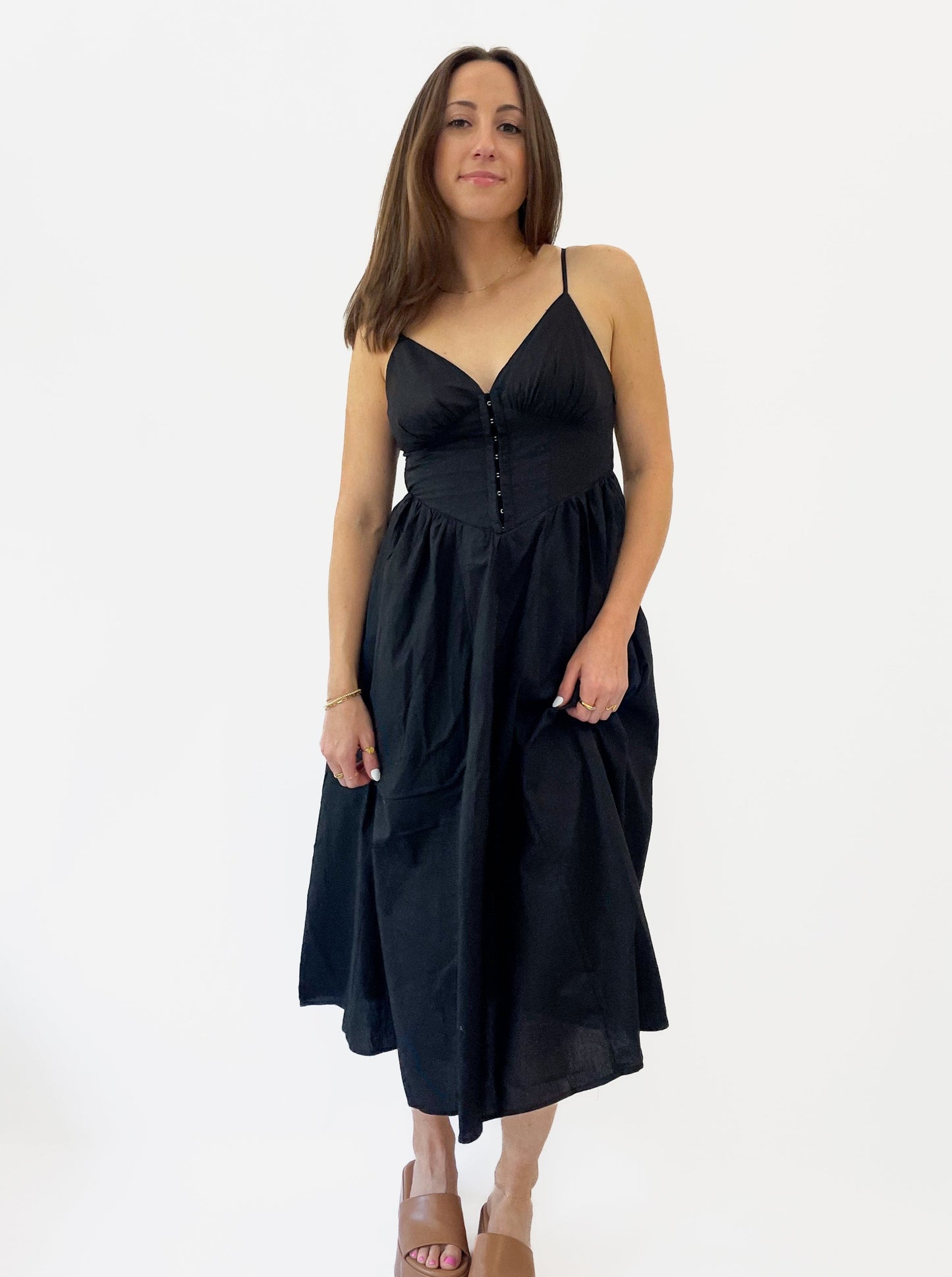 Black Corset Midi Dress