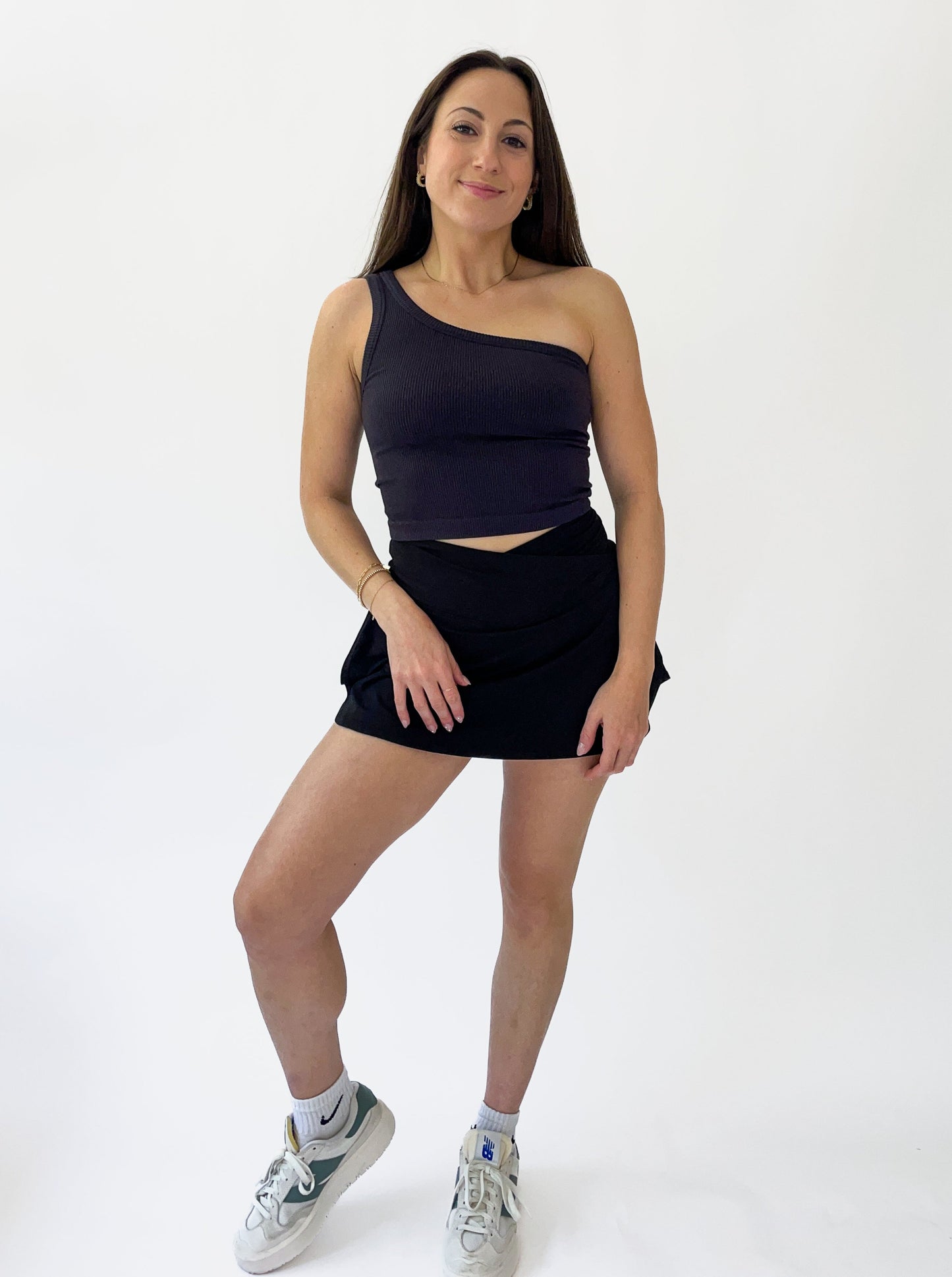 Black V Waist Active Skort