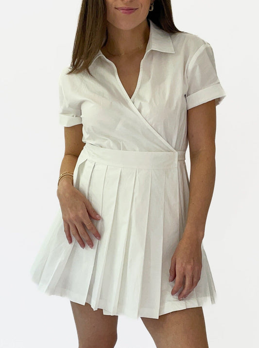 Pleated Collared Dress