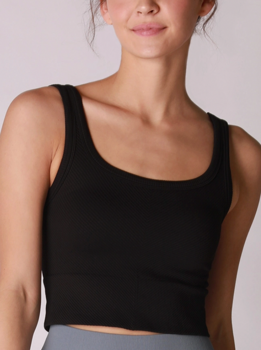 Black Seamless Crop Tank