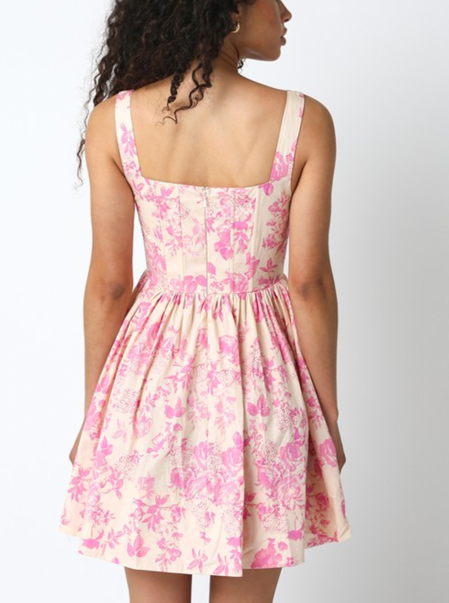 Pink Floral Corset Dress