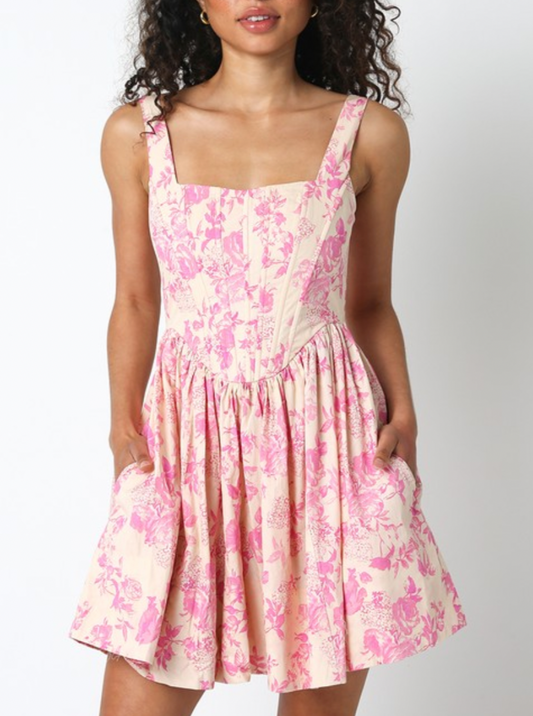 Pink Floral Corset Dress