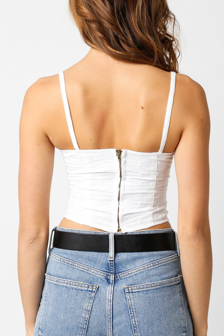 White Eyelet Corset Top