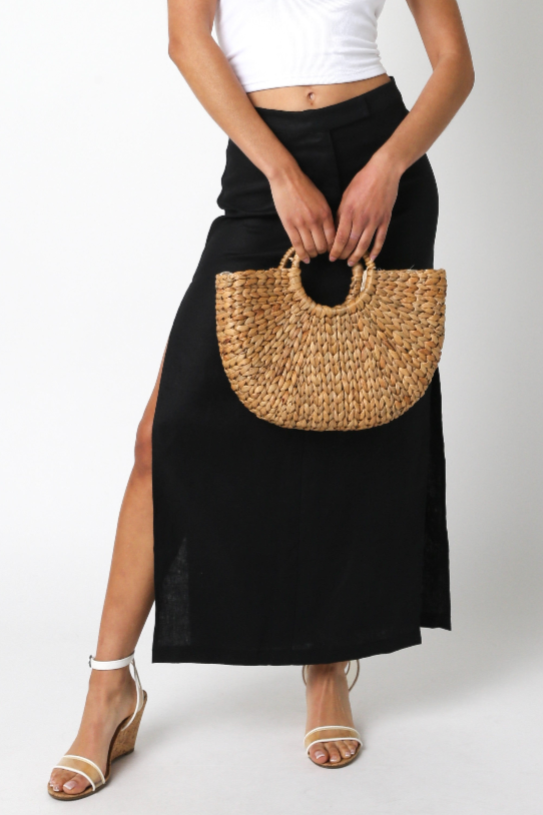 Black Linen Maxi Skirt