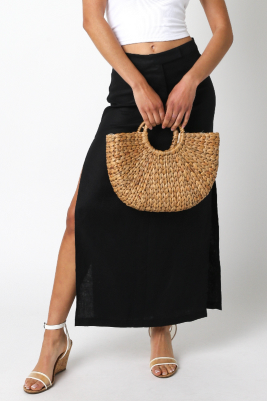 Black Linen Maxi Skirt