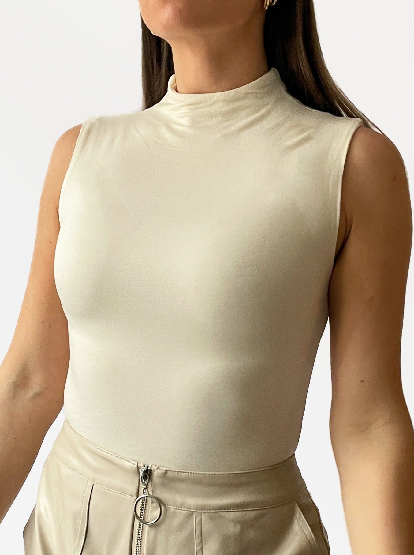 Cream Mockneck Bodysuit